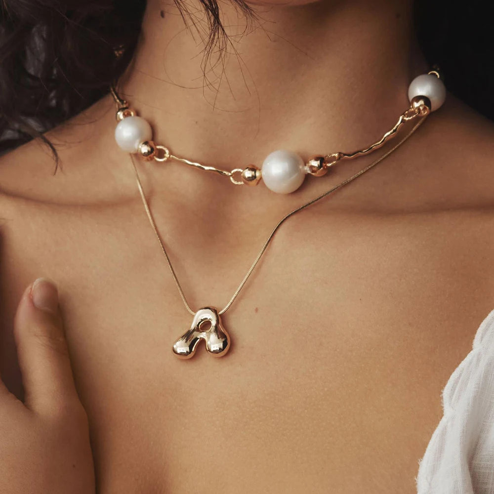 Golden & Silver Color Stainless Steel Initial Necklace