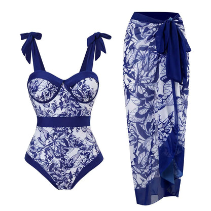 Novo conjunto de biquíni push up – estampa floral, babados, trajes de banho brasileiros com tiras