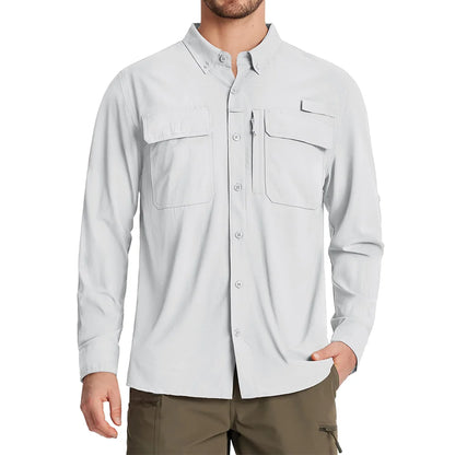 Camisa masculina de manga comprida de secagem rápida MIAMI TAC – proteção solar UPF 50+, malha respirável & Desempenho ao ar livre