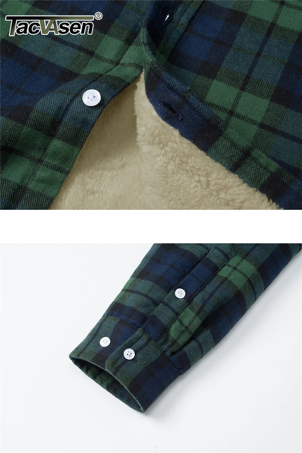 MIAMI TAC - Men’s Fleece Lined Flannel Jacket – Plaid Cotton Winter Coat