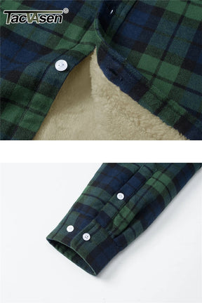 MIAMI TAC - Men’s Fleece Lined Flannel Jacket – Plaid Cotton Winter Coat