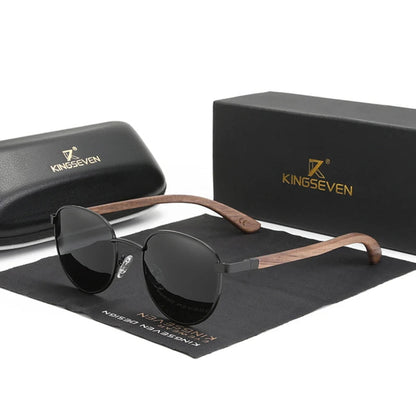 Óculos de sol elegantes em madeira de nogueira – Lentes polarizadas HD com proteção UV400 para ele & Ela