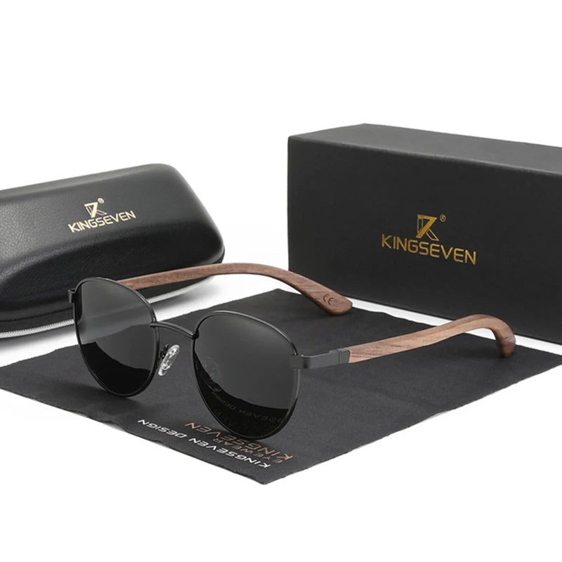 Stylish Walnut Wood Sunglasses – HD Polarized Lenses with UV400 Protection for Him & Her