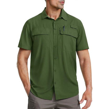 MIAMI TAC - Camicia da uomo ad asciugatura rapida - UPF 50+ & Rete traspirante - Escursionismo, pesca, campeggio, lavoro o casual