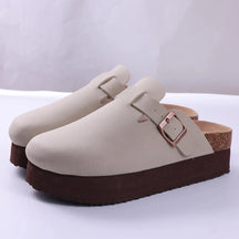 Fashion Suede Platform Mules – Soft Cork Clogs with Arch Support for All-Day Comfort