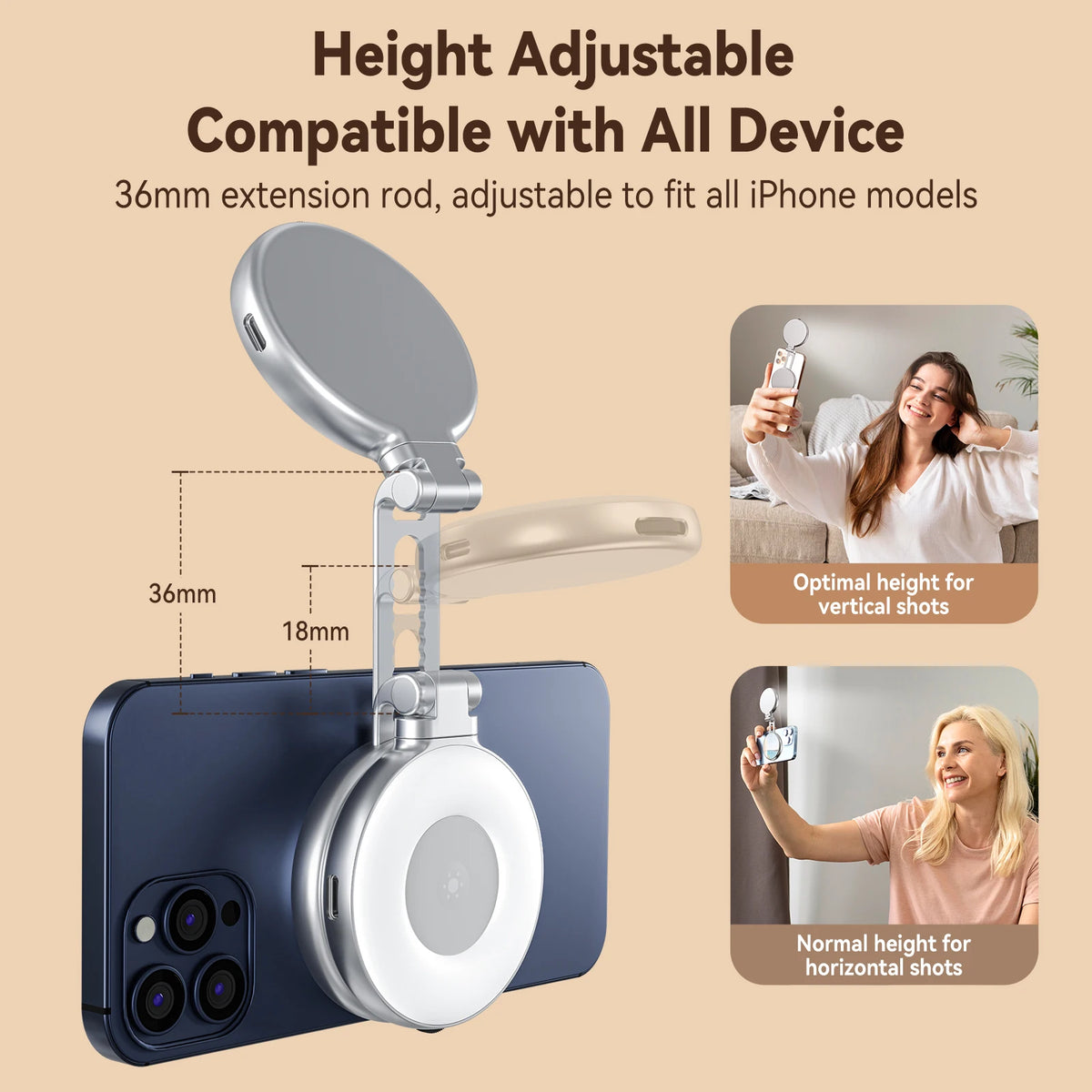 Smartphone Telesin Riempimento magnetico Light Mini Selfie Light 3 Modie Riguardia regolabile per iPhone Xiaomi Huawei Samsung Phone