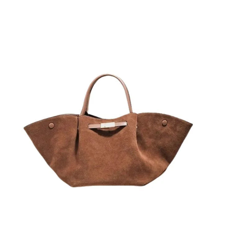 Usnjena velika torbica Suede Wings, velika torbica za čez ramo