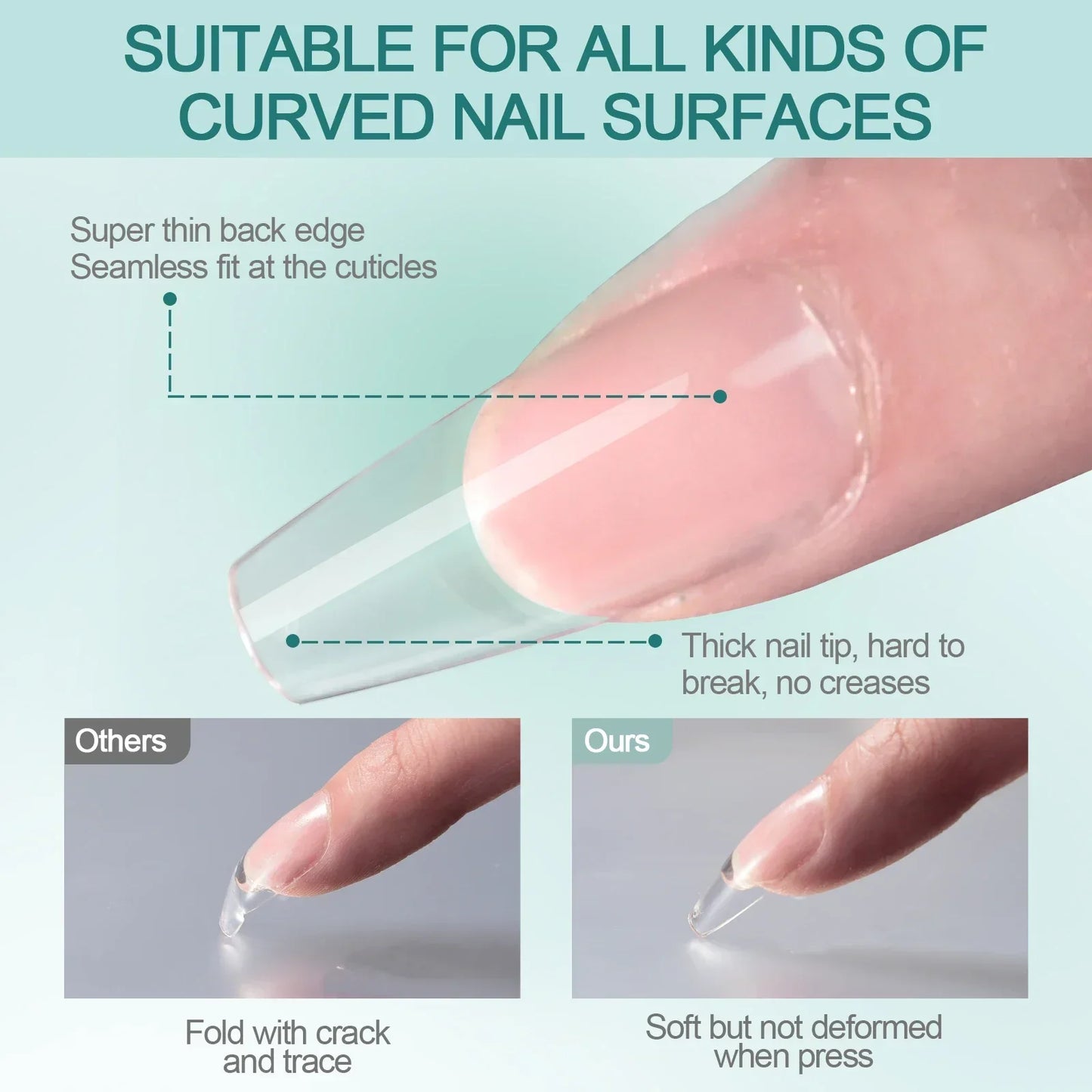Pontas Nailpop Gel X – 120 unidades de gel macio, extensões fáceis de unhas