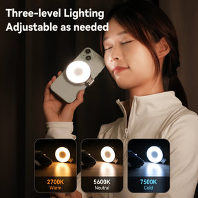 Telesin smartphone magnetische vullamp Mini selfie licht 3 modi verstelbare helderheid voor iPhone Xiaomi Huawei Samsung telefoon