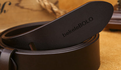 Læder unisex bælte – Fashion Alloy Buckle Luxury