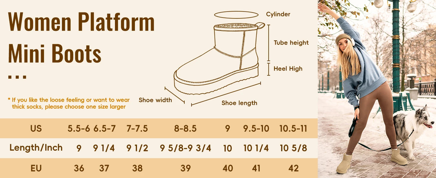 Women’s Warm Mini Mid-Calf Snow Boots – Thick-Bottomed, Fur-Lined Suede, Ultra-Comfortable Winter Shoes