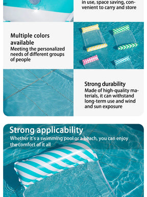 Chaise de salon gonflable à rayures pliables, adaptée aux fêtes de piscine et lits flottants de loisirs de plage avec dossier net