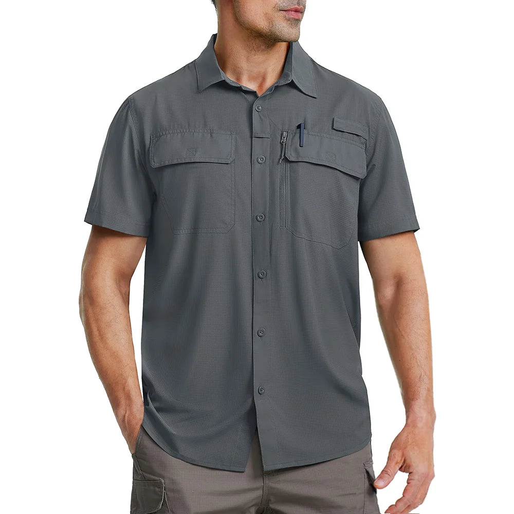 MIAMI TAC - Camicia da uomo ad asciugatura rapida - UPF 50+ & Rete traspirante - Escursionismo, pesca, campeggio, lavoro o casual