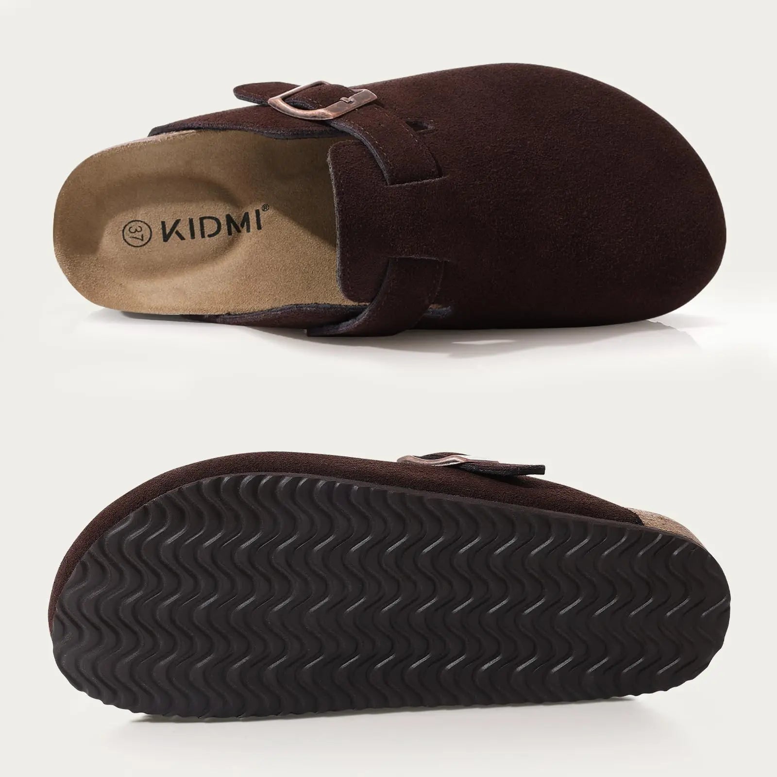 Genuine Suede Clogs – Unisex Comfort with Arch Support & Cork Footbed