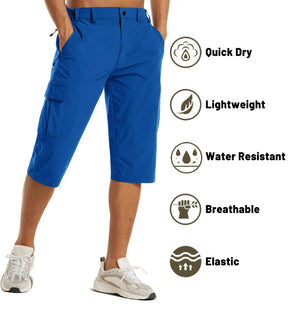 MIAMI TAC -Summer Quick Dry 3/4 Capri Pants Men's Casual Multi-Pockets Lightweight