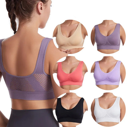 Ademende sportbeha Top Fitness Dames Brasserie Verwijderbare gewatteerde sportbeha Running Gym Naadloze push-up bh's