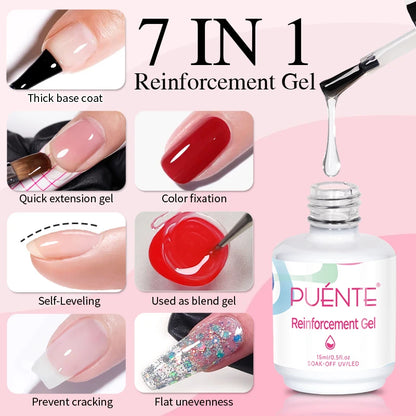 15ml base de borracha de fibra de vidro gel esmalte para unhas quebradas reparado construção rápida transparente embebe fora verniz de gel de construção uv