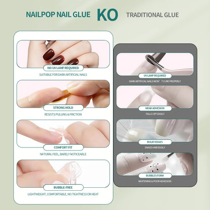 Nailpop Super Strong X Nail Glue 6ml Hypoallergenic Fast Drying No Damage Formula with Instant Remover 30ml for Press On Nails