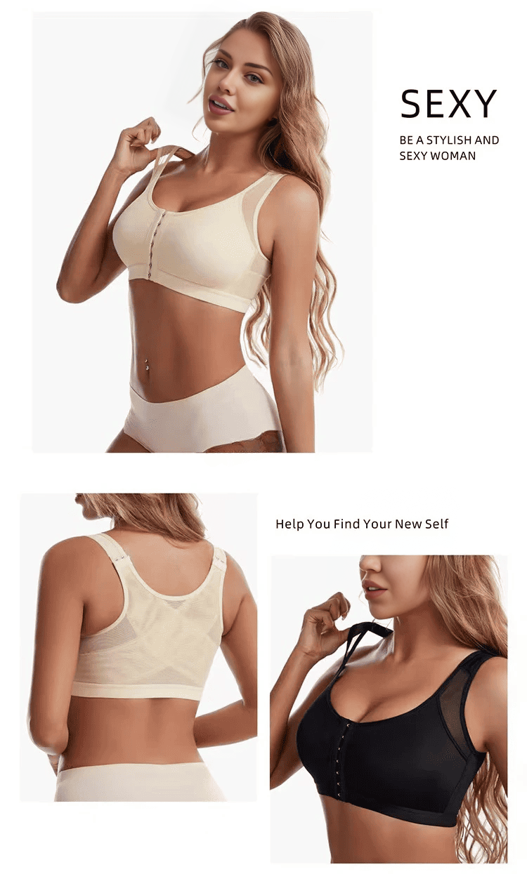 Bra de sports de levage avec fermeture avant et support arrière - S-5XL