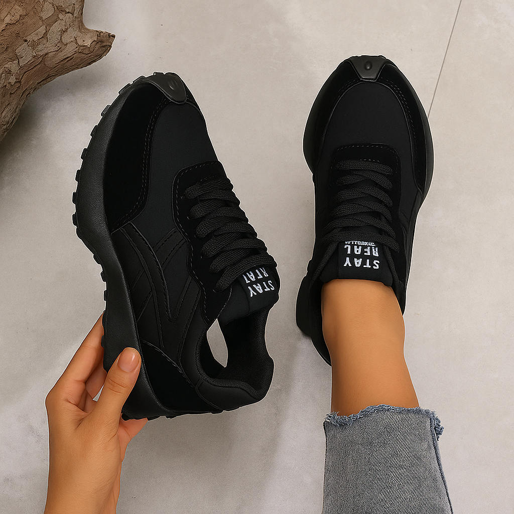 Zapatillas de deporte de plataforma femenina | Calzado de moda de lujo ligero Nuevo ocio de la moda anti-slip negro zapatilla de moda diseñadora de moda para mujeres zapatos