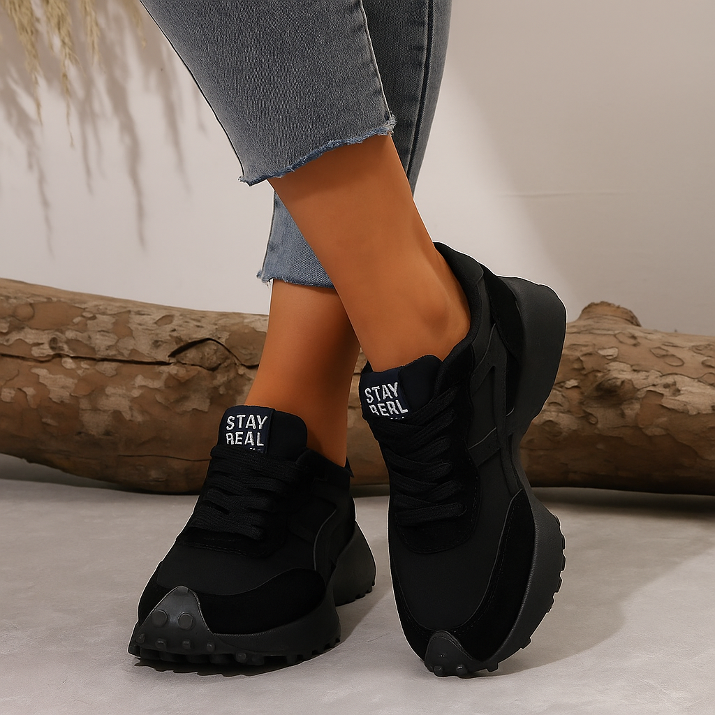 Baskets de plate-forme féminine | Chaussures de mode de luxe légères Nouvelles loisirs de la mode Létière antidérapante pour chaussures de course noire créatrice femme chaussures