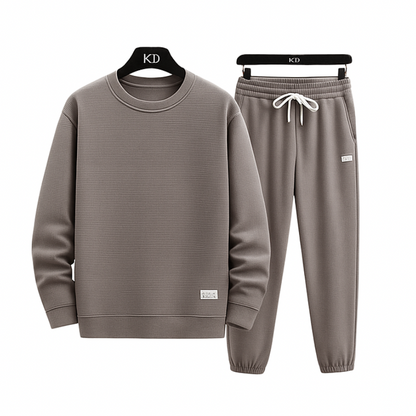 Conjunto Waffle Lounge Masculino – Moletom Casual de 2 Peças & Calças