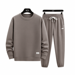 Set di waffle lounge da uomo-felpa e pantaloni casual di 2 pezzi