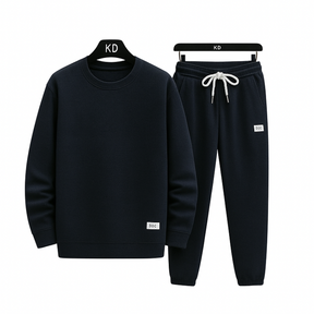 Set di waffle lounge da uomo-felpa e pantaloni casual di 2 pezzi