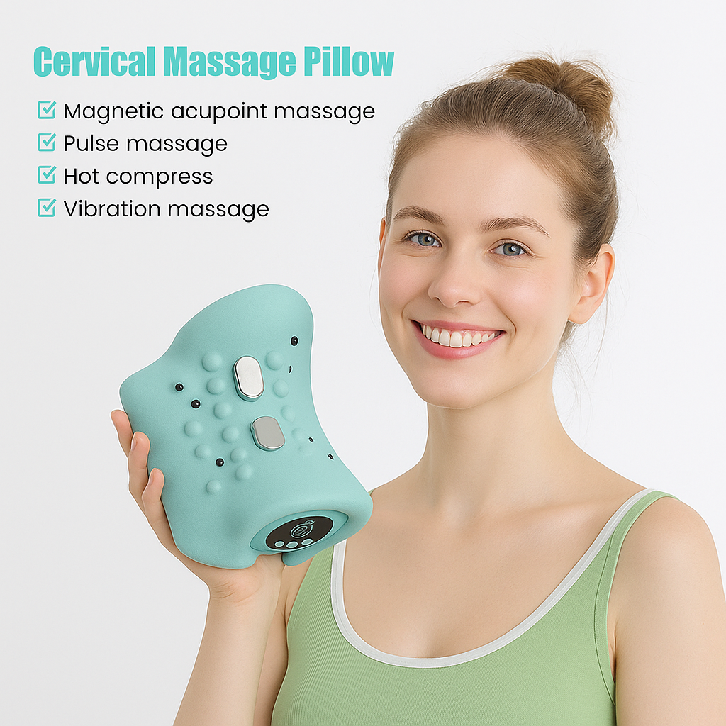 Travesseiro massageador de pescoço portátil recarregável 3 em 1 Shiatsu pescoço massageador de costas com vibração de controle remoto/massagem profunda de tecidos