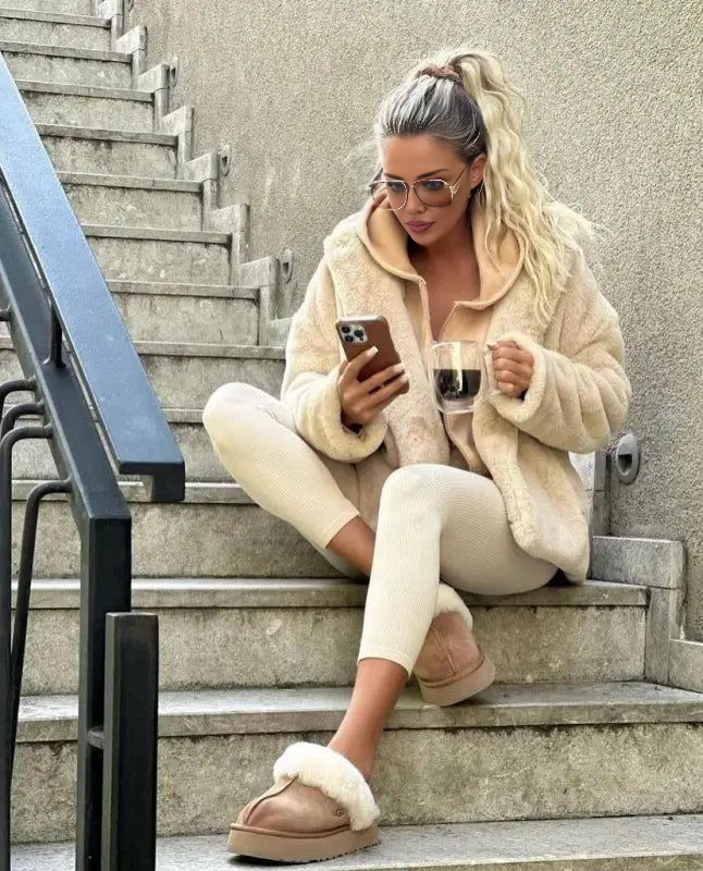 Women’s Chunky Heel Suede Clogs - Comfort & Style for Cold Days