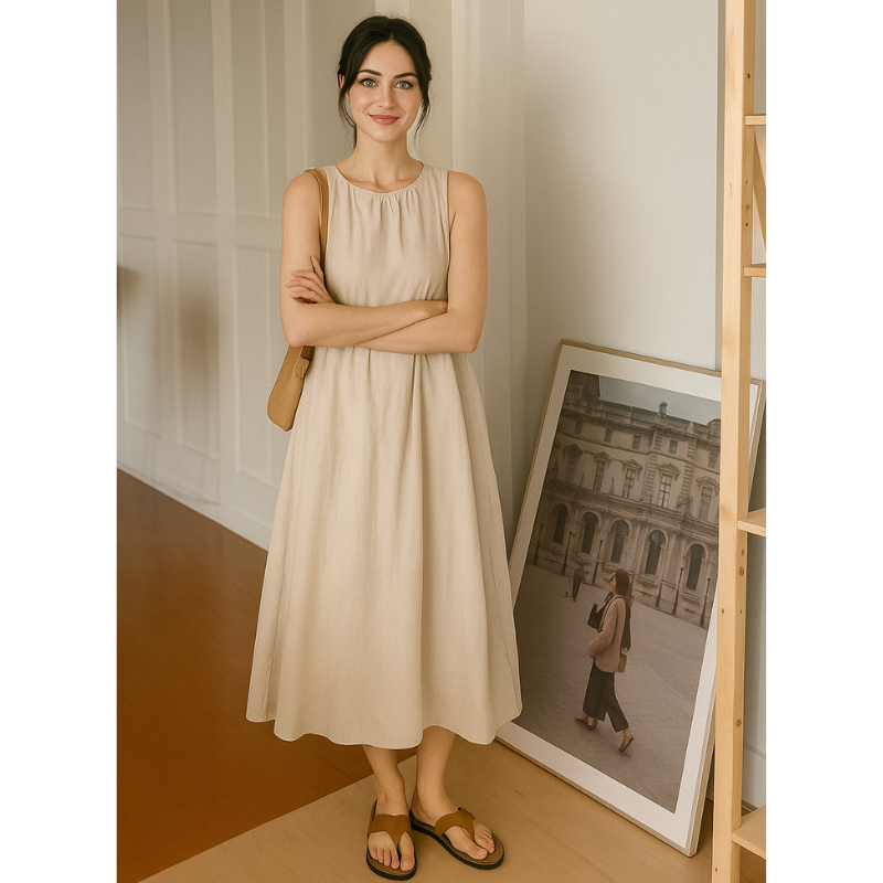 Robe maxi d'été - fluide, élégant et floue du corps