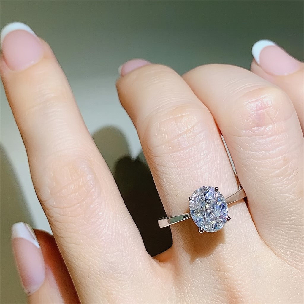 Anéis de moissanite com corte oval 1-4ct, para mulheres, diamante brilhante, prata esterlina 925, noivado, casamento, joias com certificado