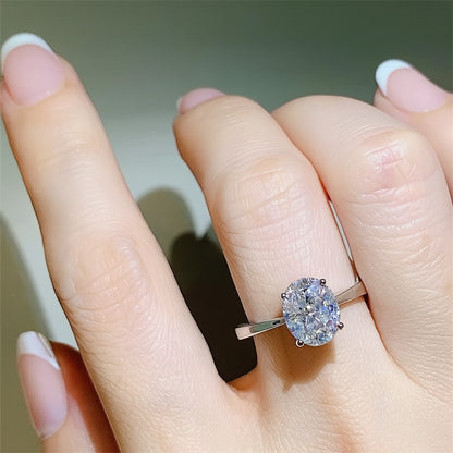 Anéis de moissanite com corte oval 1-4ct, para mulheres, diamante brilhante, prata esterlina 925, noivado, casamento, joias com certificado
