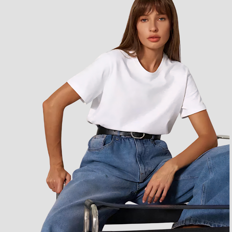 Dames T-shirt 100% katoen Basis Modieuze tops Overhemden 230g/㎡