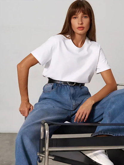 Dames T-shirt 100% katoen Basis Modieuze tops Overhemden 230g/㎡
