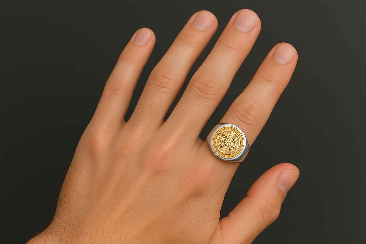St. Benedict Cross Titanium Steel Ring – Christian Religious Jewelry Unisex