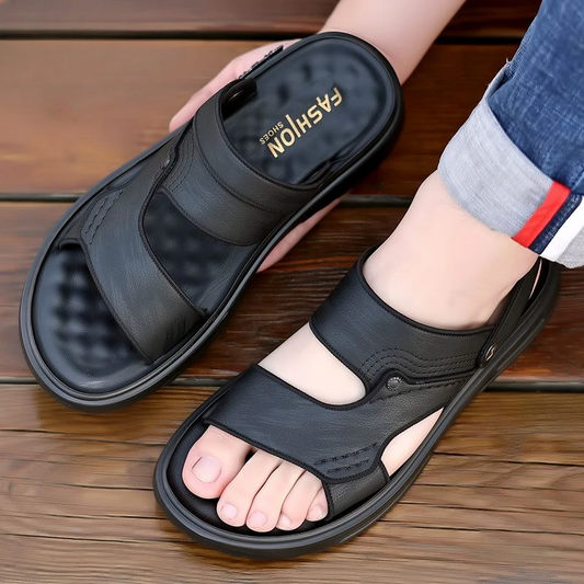 Men’s Genuine Leather Hiking Sandals – Platform Outdoor Trekking Slippers