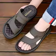 Echte lederen wandelsandalen voor heren - platformtochtenlippers