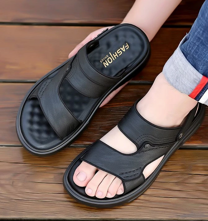 Men’s Genuine Leather Hiking Sandals – Platform Outdoor Trekking Slippers