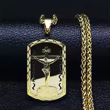 Medaglia della Vergine Maria Collana con ciondolo Nostra Signora di Guadalupe Collana unisex in acciaio inossidabile color oro
