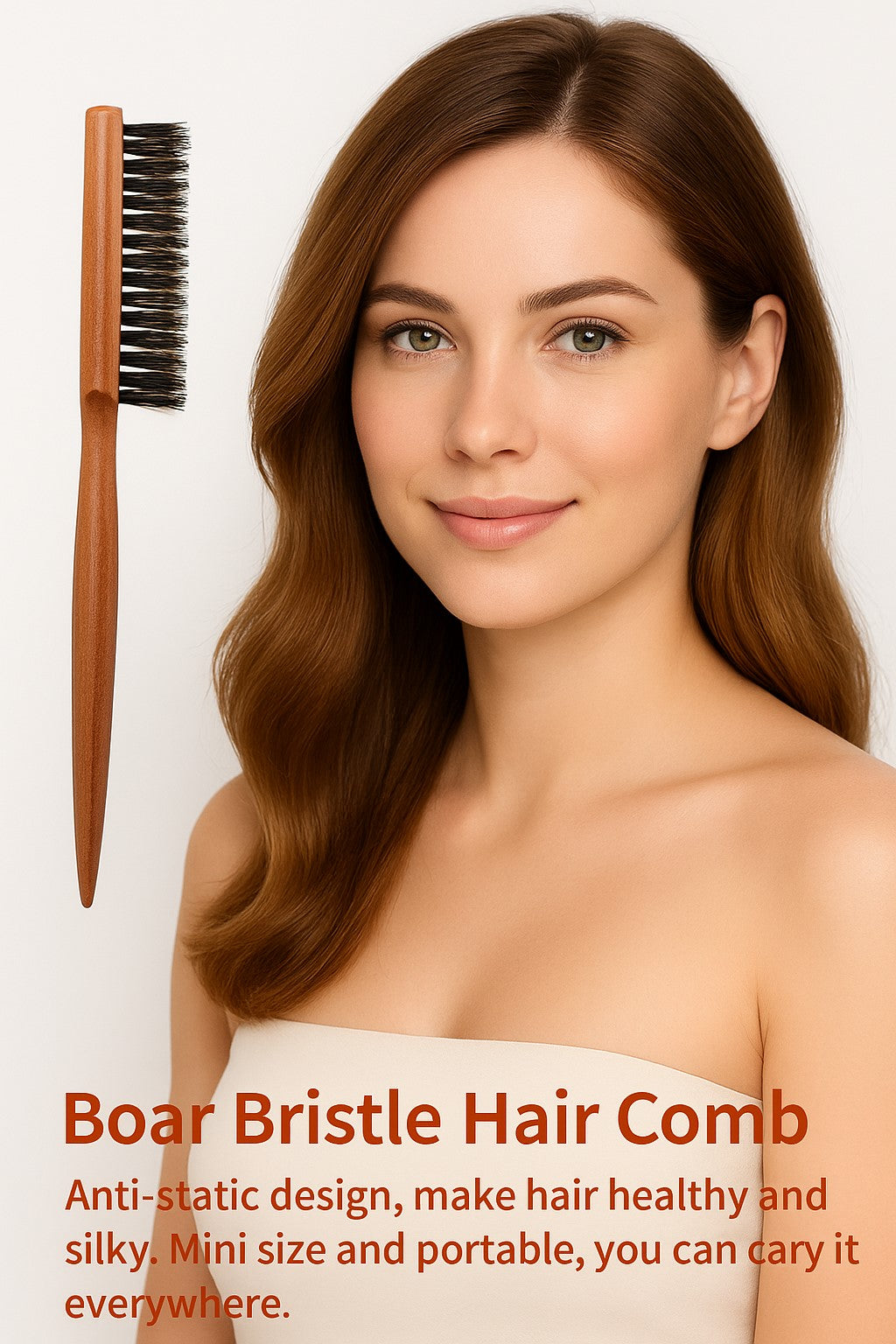 Natural Boar Bristle Sponge Hair Comb – Anti-Static Wooden Handle Brush for Hairdresser, Scalp Massage Styling Tool