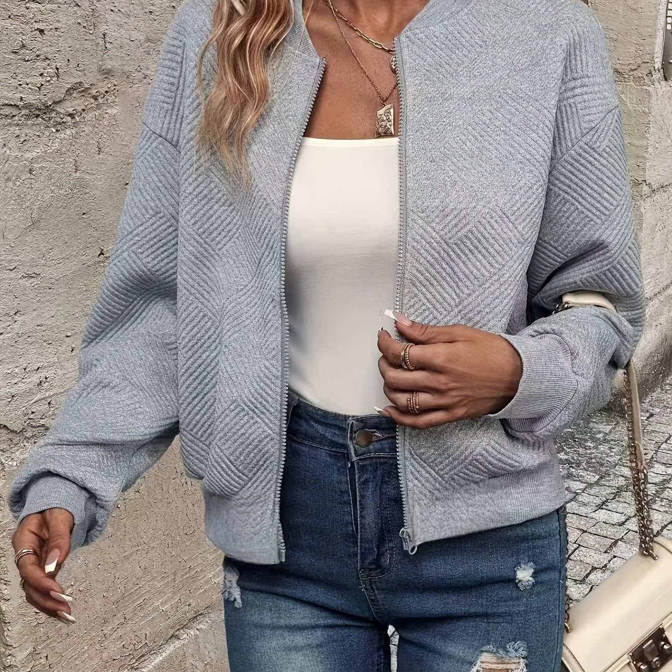 Giacca zip-up verde femminile-leggero e lavabile