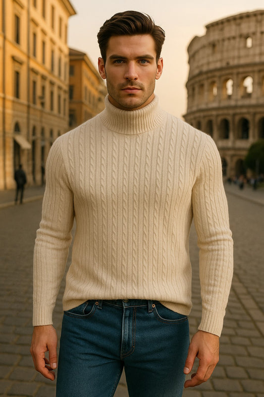 Men's Wool Turtleneck Sweater – Casual & Warm