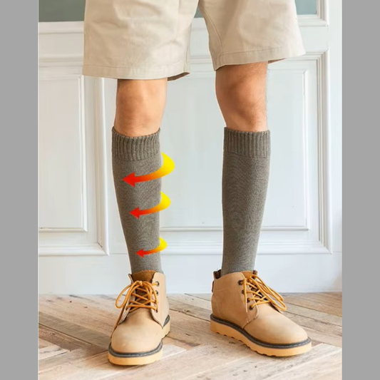 3Pairs Men's Winter Compression Stocking Warm Hot Knee High Long Leg Terry Socks Warm Thicken Cover Calf Socks Size 38-44