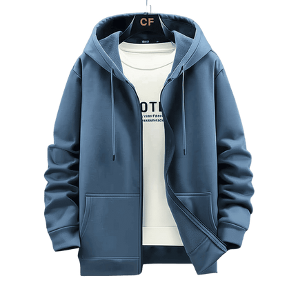 M–12XL - Felpa con cappuccio da uomo di grandi dimensioni - Zip, foderata in pile, cotone, vestibilità casual