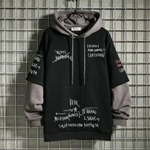 Men's Retro Fleece Hoodie – Layered Look, All-Day Comfort