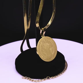 Saint Benedict Medallion Pendant Necklace -Unisex- Stainless Steel Snake Chain - Jewelry