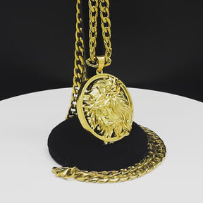 Jesus Crown of Thorns Necklace – Gold Stainless Steel Crucifix Chain Jewelry