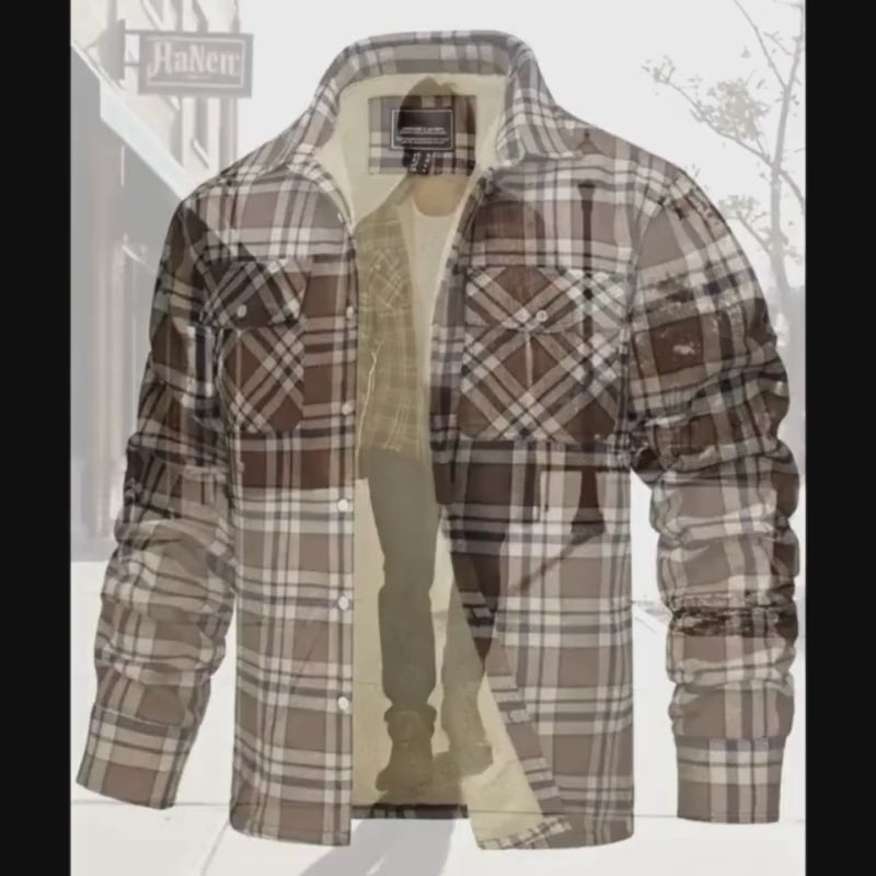 MIAMI TAC - Men’s Fleece Lined Flannel Jacket – Plaid Cotton Winter Coat