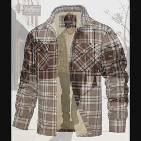 MIAMI TAC - Men’s Fleece Lined Flannel Jacket – Plaid Cotton Winter Coat